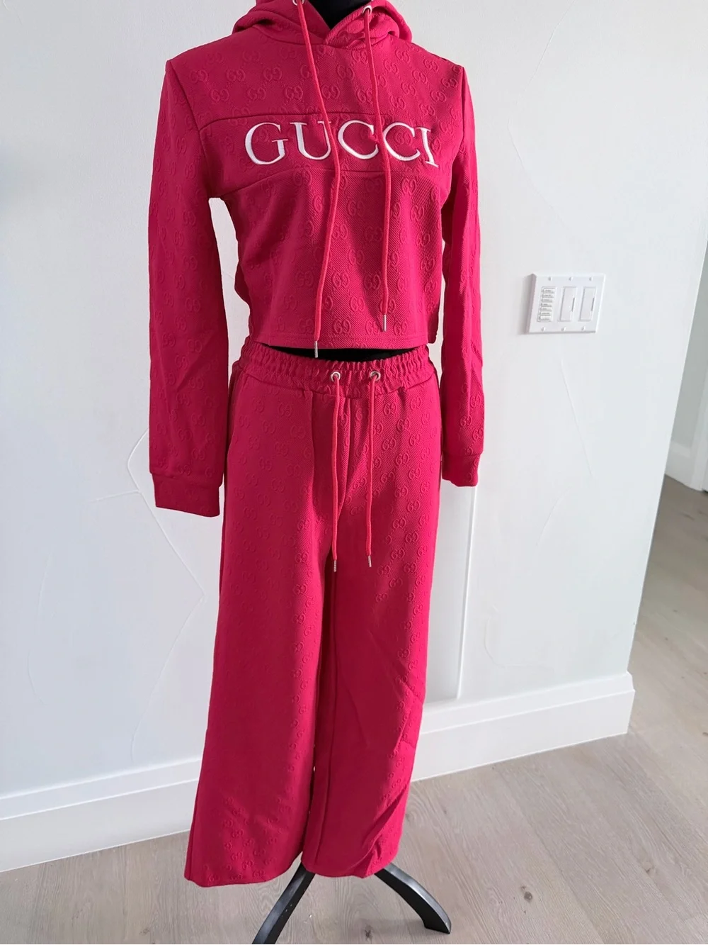Women’s Red Logo Hoodie & Wide-Leg Sweatpants Set size S
